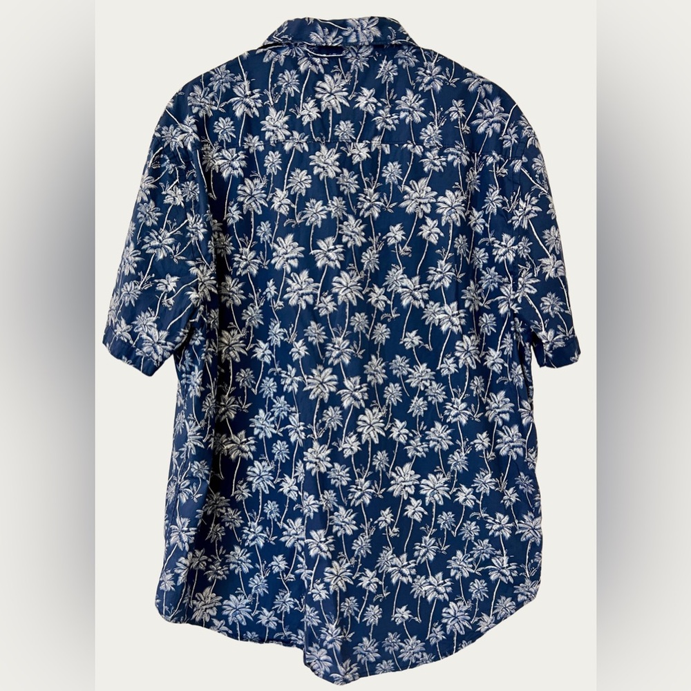California Shirt Co Navy Palm Print Men's Casual Button Up Shirt Size XL - Picture 2 of 7